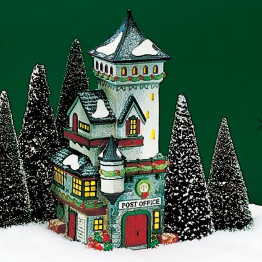 Department 56 Green and Red Christmas Post Office Village Building